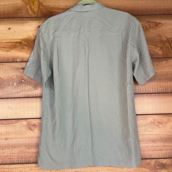 Tommy Bahama 100% Silk Embroidered Palm Tree Hawaiian Shirt Medium Short Sleeve - Picture 3 of 8